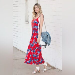 CeCe by Cynthia Steffens Floral Maxi Dress - red/blue, L